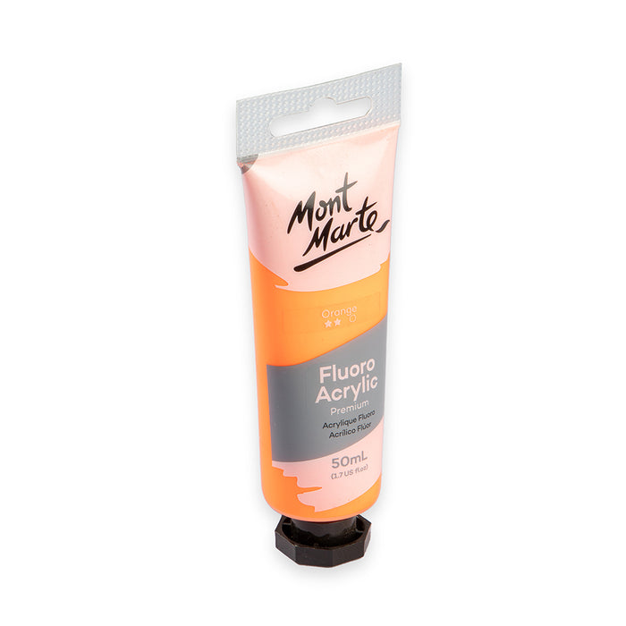 Fluoro Acrylic Paint Premium 50ml (1.7 US fl.oz) Tube - Orange