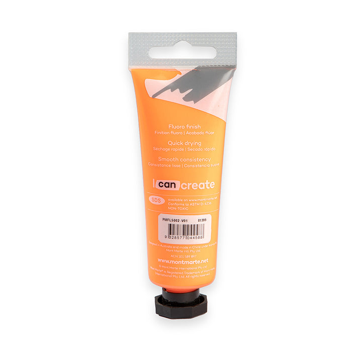 Fluoro Acrylic Paint Premium 50ml (1.7 US fl.oz) Tube - Orange