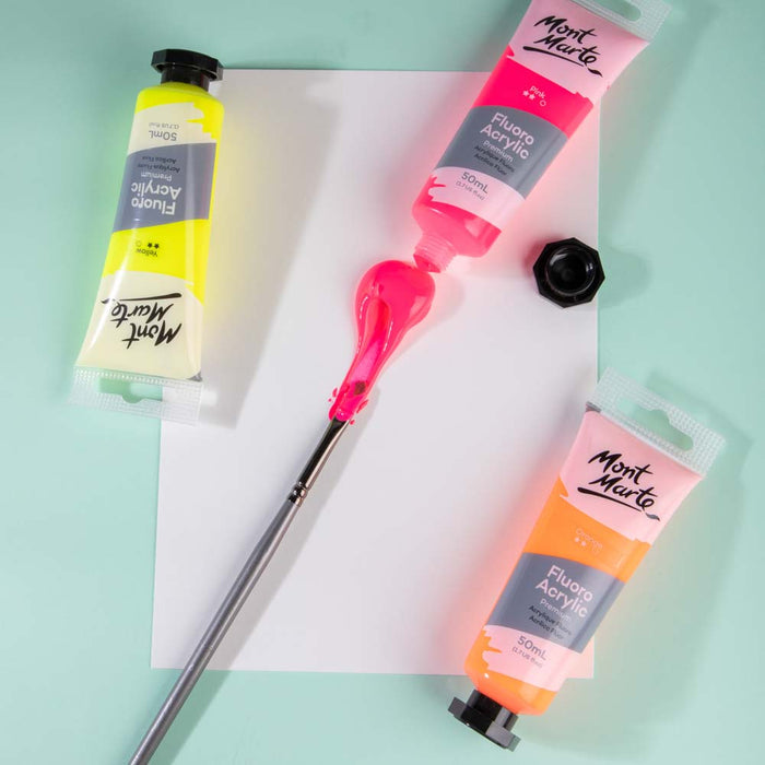 Fluoro Acrylic Paint Premium 50ml (1.7 US fl.oz) Tube - Pink