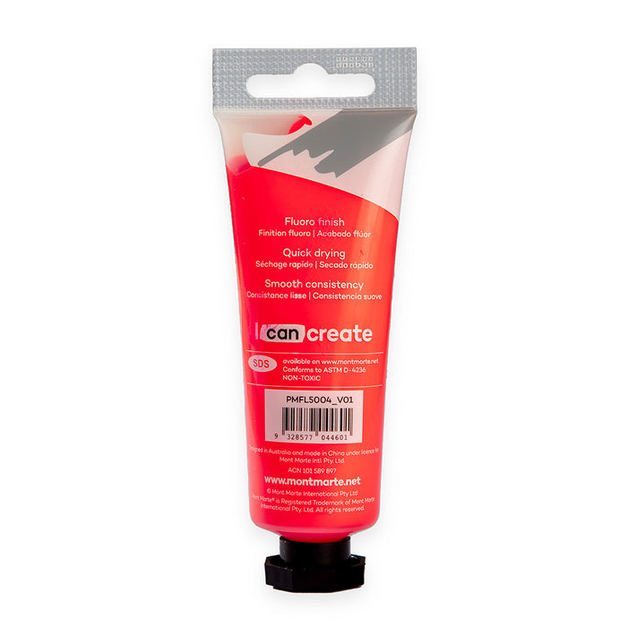 Fluoro Acrylic Paint Premium 50ml (1.7 US fl.oz) Tube - Red