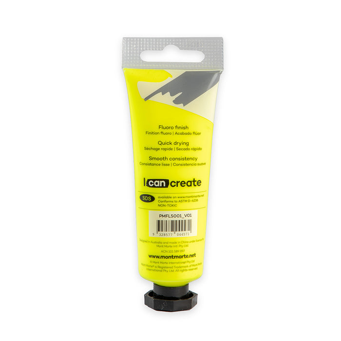 Fluoro Acrylic Paint Premium 50ml (1.7 US fl.oz) Tube - Yellow
