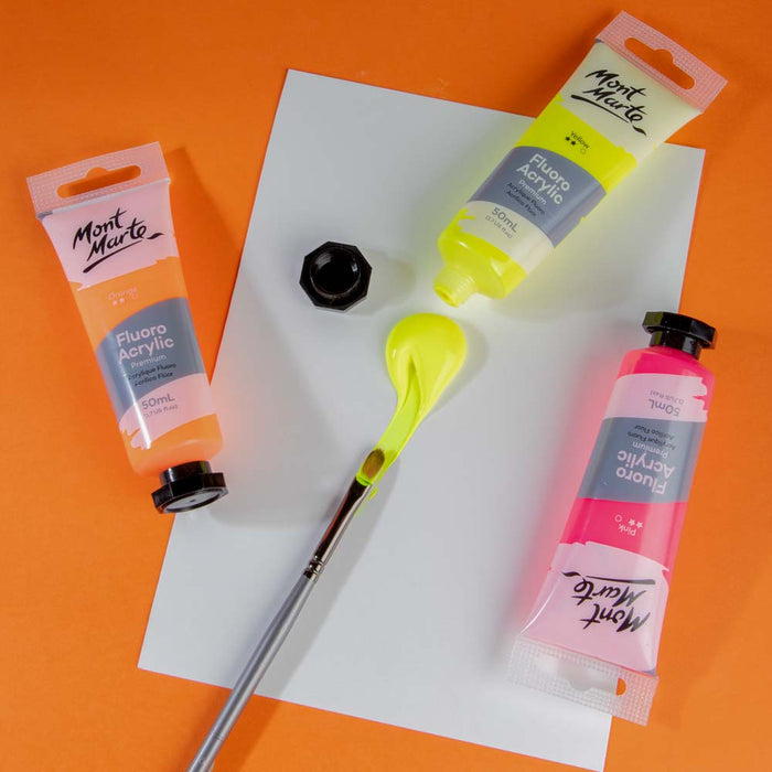 Fluoro Acrylic Paint Premium 50ml (1.7 US fl.oz) Tube - Yellow