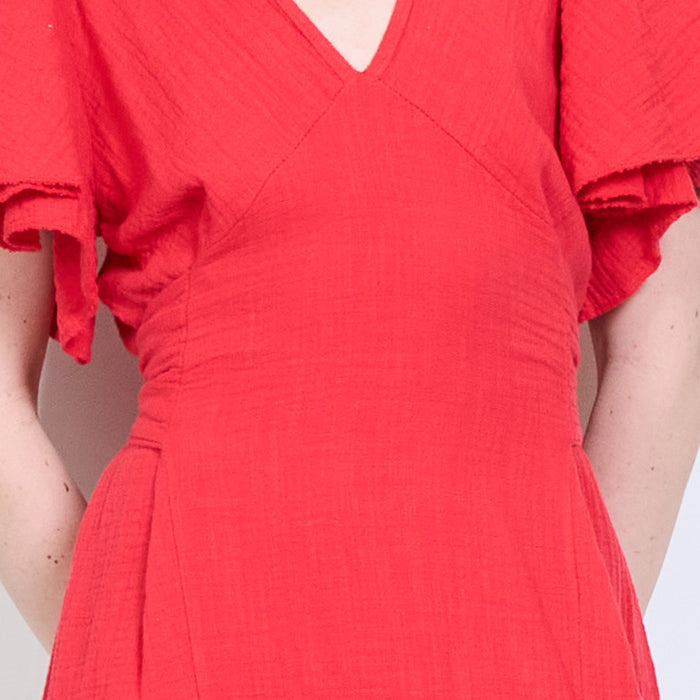 Flutter sleeve textured maxi dress wholesale
