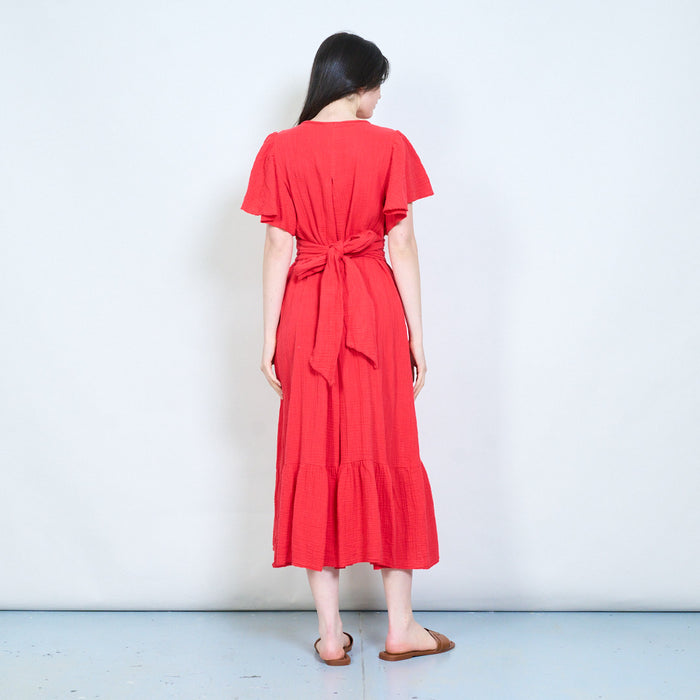 Flutter sleeve textured maxi dress wholesale
