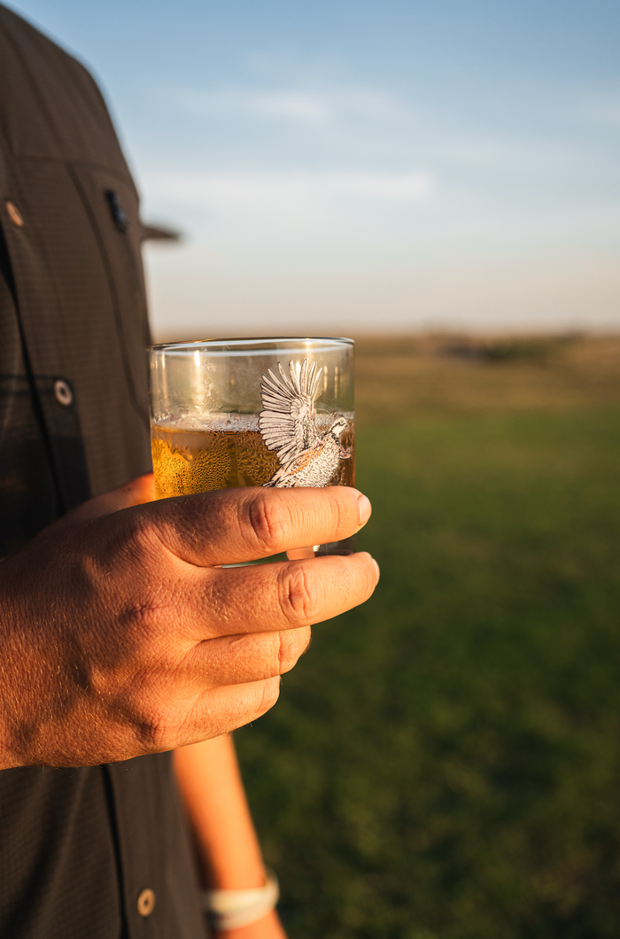 Fly Like Quail Whiskey Glass