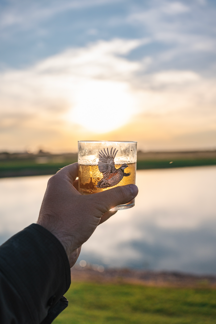 Fly Like Quail Whiskey Glass