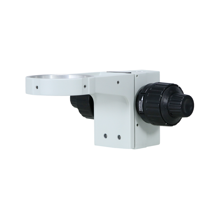 Focus Distance 50mm Post Hole Diameter of Focusing Rack Dia. 25mm 76/25mm Through Hole Fine Focus Rack, SKU SA02041502, three quarter front view