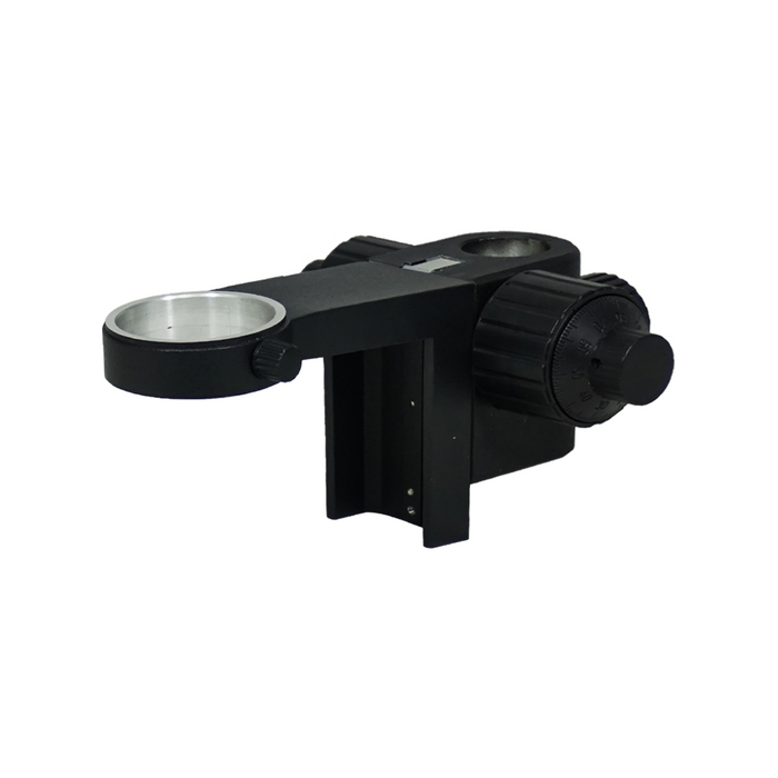 Focus Distance 63mm Post Hole Diameter of Focusing Rack Dia. 25mm 50/25mm Through Hole Fine Focus Rack, SKU SA02041332, three quarter front view