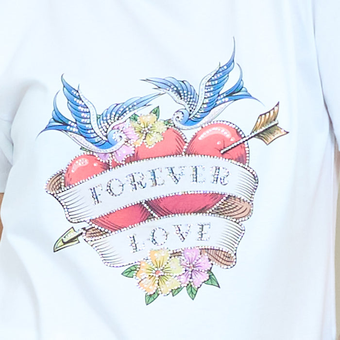 Forever love heart graphic cotton t-shirt wholesale