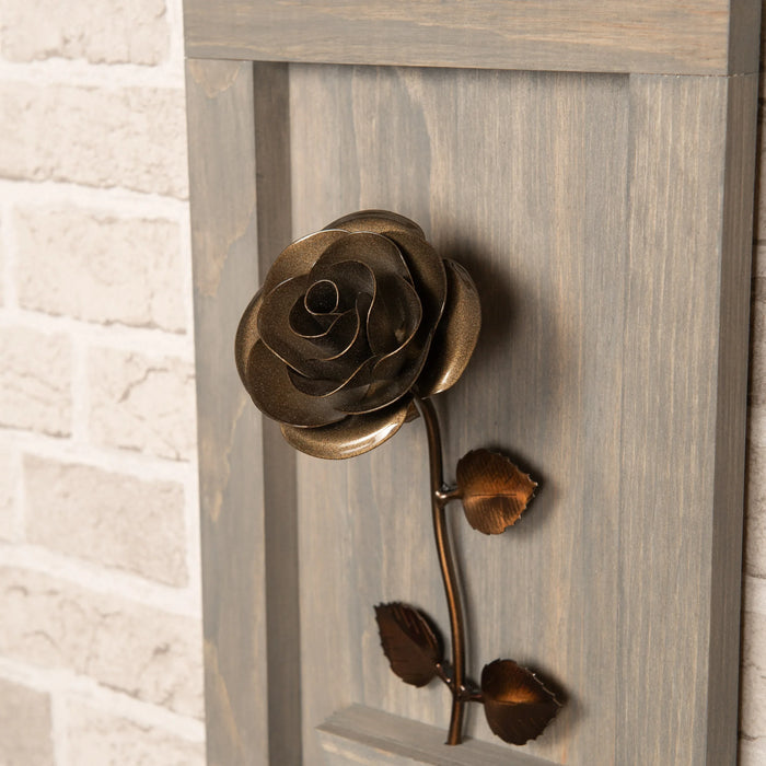 Framed Bronze Rose - Old West Iron