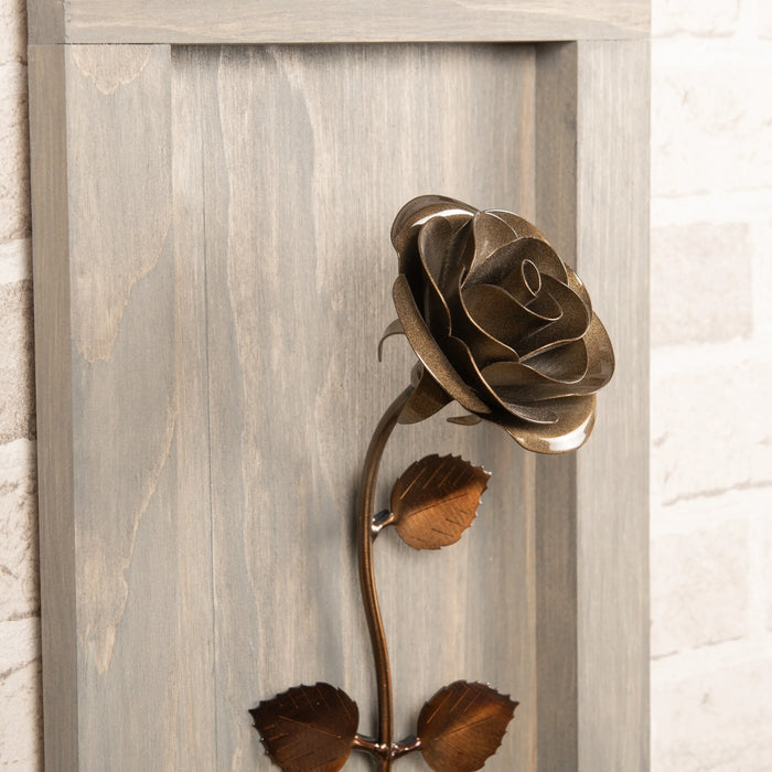 Framed Bronze Rose - Old West Iron