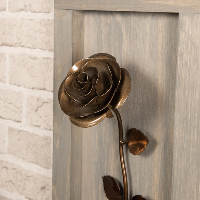 Framed Bronze Rose - Old West Iron