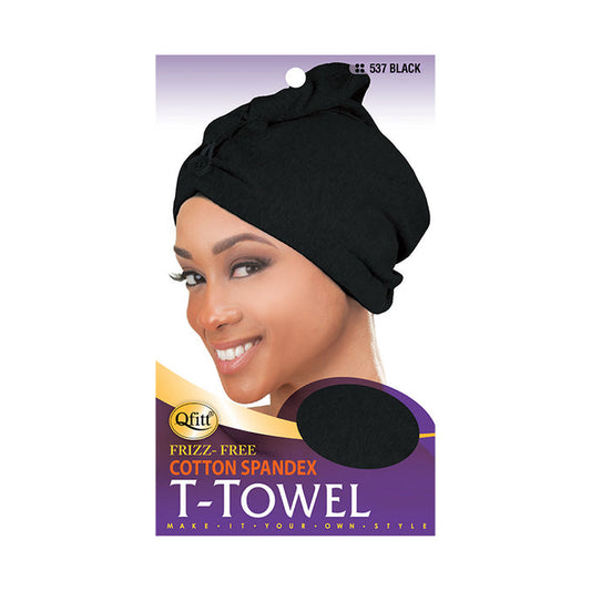 Frizz-Free Cotton Spandex T-Towel [Black] #537