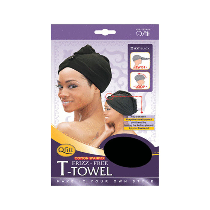 Frizz-Free Cotton Spandex T-Towel [Black] #537