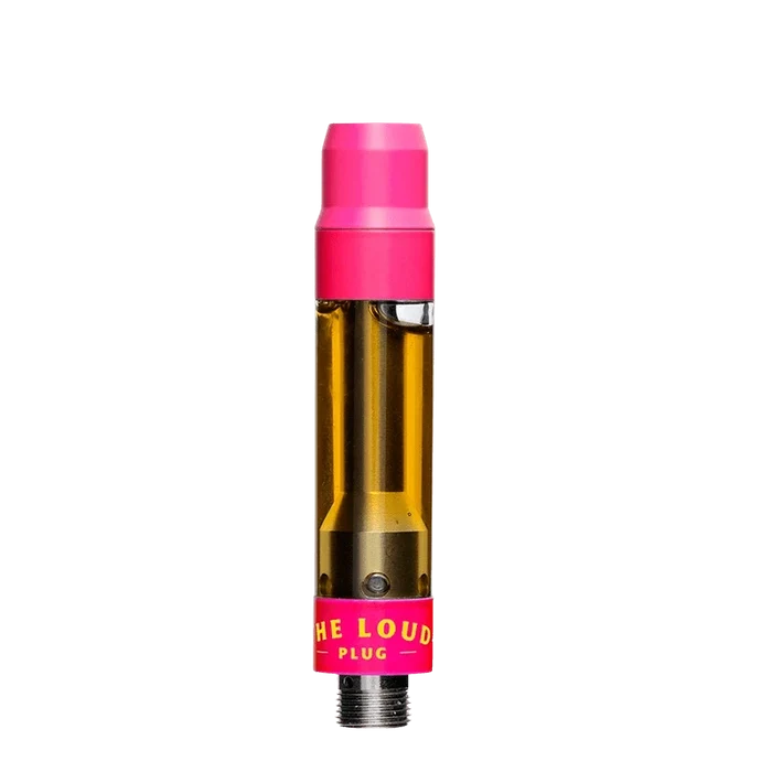 A straight-on view of the Frosted Swirl Live Resin Vape Cartridge, displaying its clear, cylindrical shape and metallic connection.