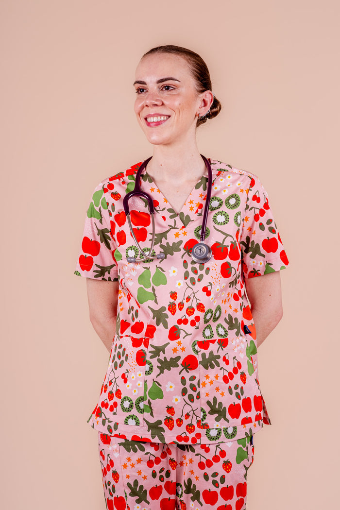 Fruit Field - Women's Printed Scrub Top