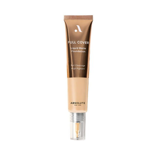 ABSOLUTE NEW YORK full cover liquid foundation tube in beige matte pump bottle for high coverage