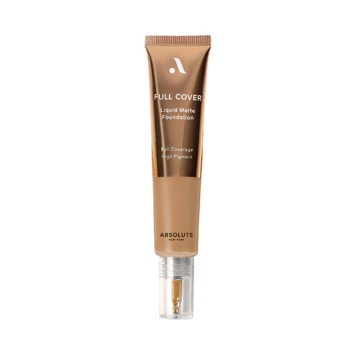 ABSOLUTE NEW YORK full cover liquid foundation tube in medium tan shade matte finish with pump dispenser