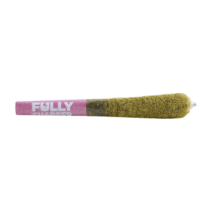 Close-up of the Fully Charged Pink Lemonade Infused Pre Rolled 1 x 0.7 g, showing its cylindrical form against a plain white background.