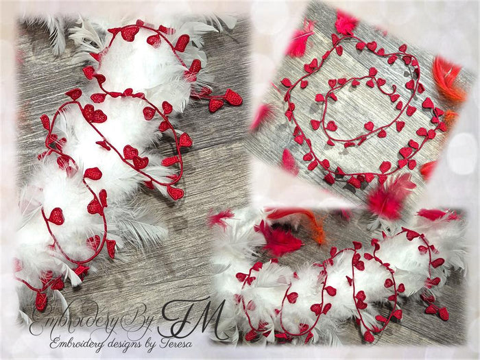 Garland with hearts/5x7 hoop