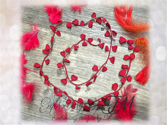 Garland with hearts/5x7 hoop