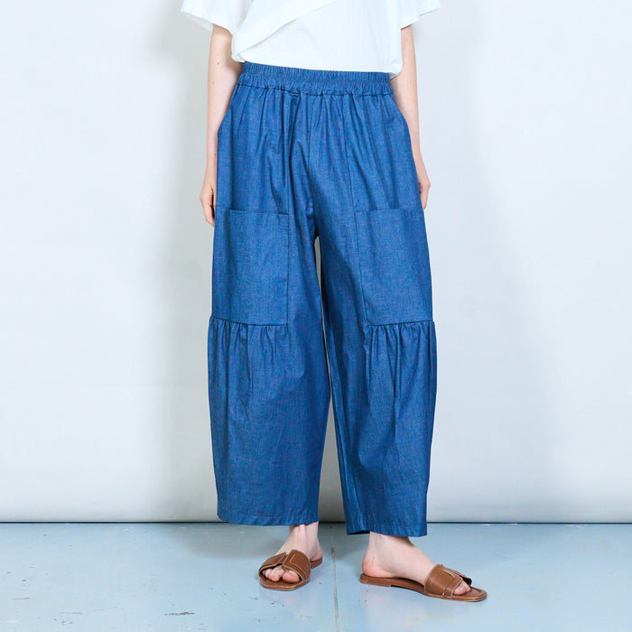 Gathered pocket wide leg cropped trousers wholesale