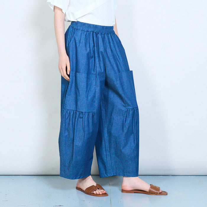 Gathered pocket wide leg cropped trousers wholesale