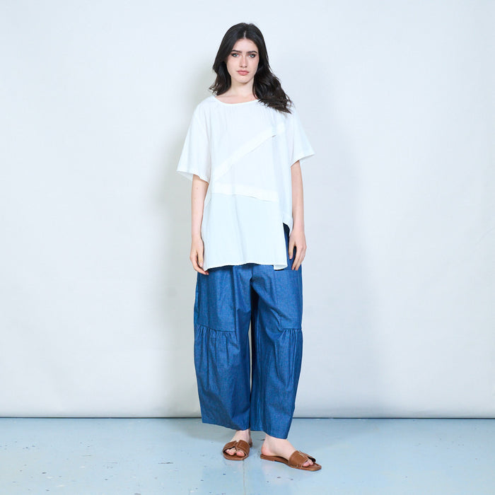 Gathered pocket wide leg cropped trousers wholesale