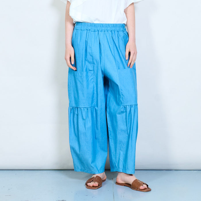Gathered pocket wide leg cropped trousers wholesale