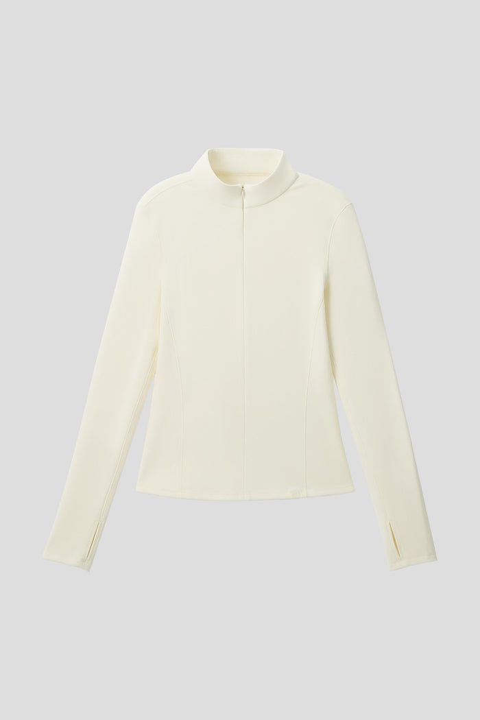 beneunder glacierzip womens medium warmth half zip fleece base layer #color_beige