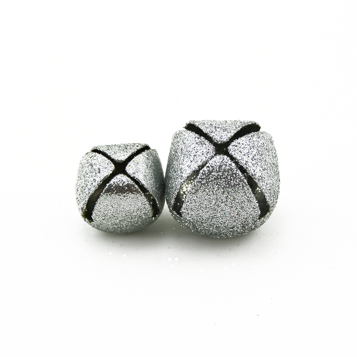 Glitter Silver Small Craft Jingle Bells Assorted Sizes 18 Pieces - artcovecrafts.com
