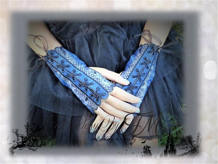 Gloves with lacing /four sizes / design on organza