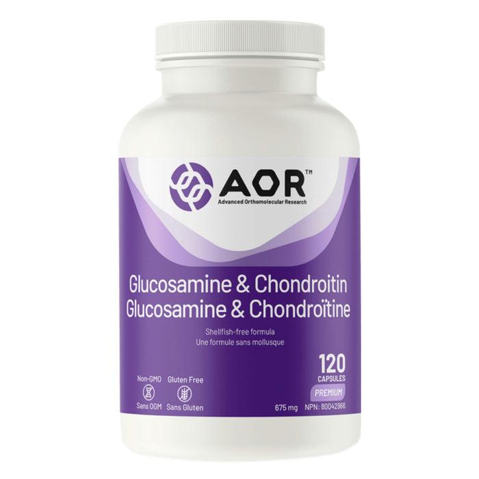 Bottle of AOR Glucosamine & Chondroitin 675mg 120 Capsules