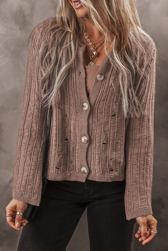 Goat Cut Out Textured Knit Buttoned Cardigan 🇨🇳