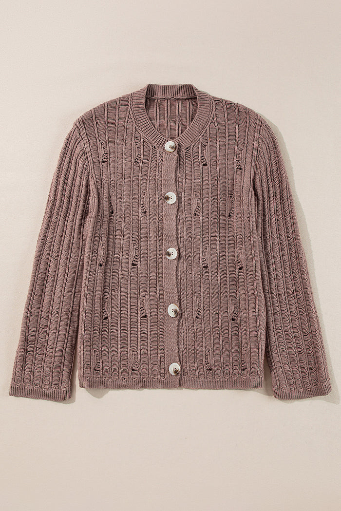 Goat Cut Out Textured Knit Buttoned Cardigan 🇨🇳
