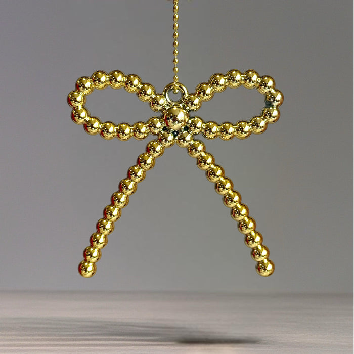 Gold Beaded Bow Charm - Tumbler Handle Charm