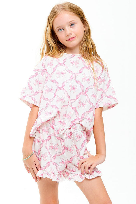 Good Girl Off White Ribbon Print PJ's