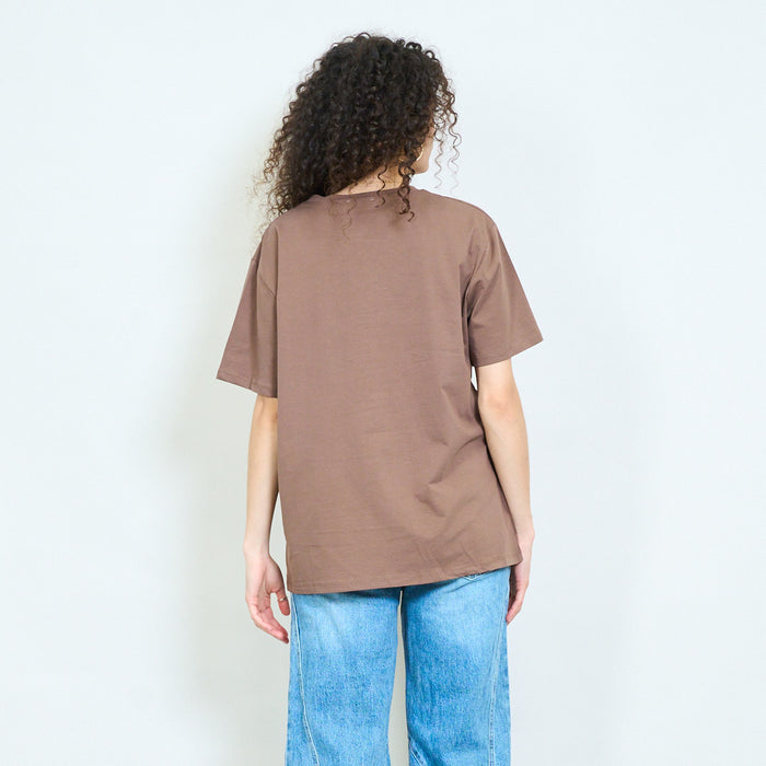 Graphic cartoon girl "Happy" print sequins embellished relaxed t-shirt wholesale