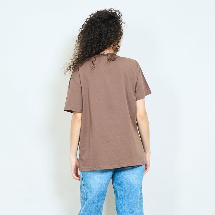Graphic cartoon girl rhinestones embellished relaxed t-shirt wholesale