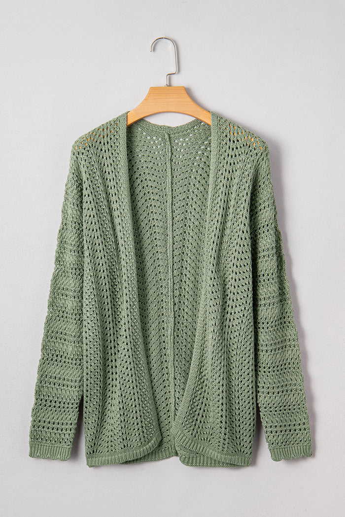 Green Bay Scalloped Edge Eyelet Knit Batwing Sleeve Cardigan 🇺🇸
