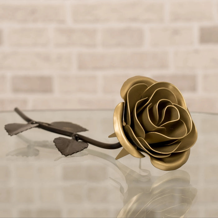 Hand Forged Gold Rose - Old West Iron