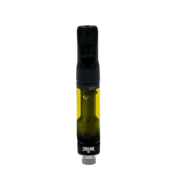 Close-up of the Hard Hitters Platinum Punch Liquid Diamond Vape Cartridge, showcasing its metallic and transparent construction in a studio shot.