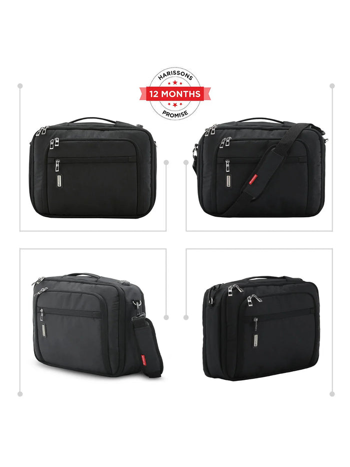 Harrison Bags Metro Versatile 17L (3-In-1) Laptop Backpack 15.6 Inches Midnight Black