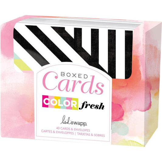 Heidi Swapp - A2 Cards W/Envelopes (4.375"X5.75") 40/Box - Color Fresh. Show your loved ones how much they mean to you with a handwritten greeting card. With beautiful sentiments to suit every milestone, ensure that any occasion is a special one. This 3.5x6 inch package contains 40 cards and coordinating envelopes. Imported. Available at Embellish Away located in Bowmanville Ontario Canada.