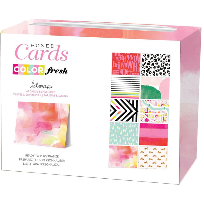 Heidi Swapp - A2 Cards W/Envelopes (4.375"X5.75") 40/Box - Color Fresh. Show your loved ones how much they mean to you with a handwritten greeting card. With beautiful sentiments to suit every milestone, ensure that any occasion is a special one. This 3.5x6 inch package contains 40 cards and coordinating envelopes. Imported. Available at Embellish Away located in Bowmanville Ontario Canada.