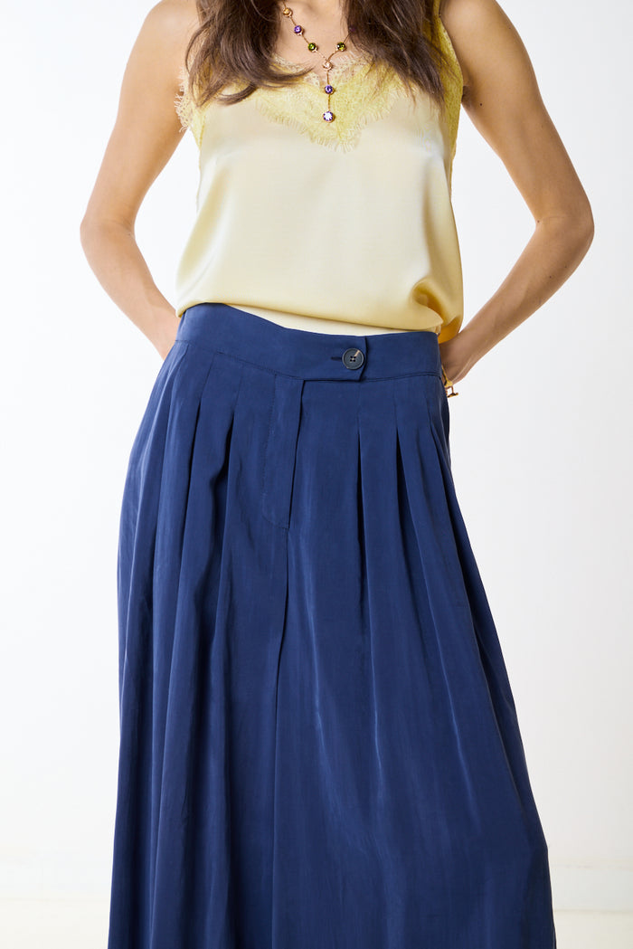 High waist pleated wide leg flowy trouser wholesale