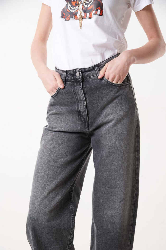 High waist washed denim straight leg cropped jeans wholesale