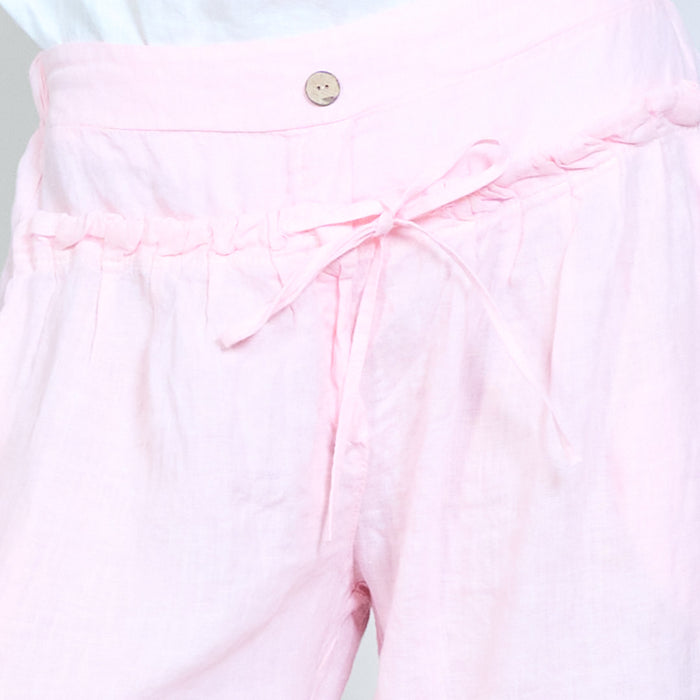 High waist wide leg relaxed fit trouser with drawstring detail wholesale