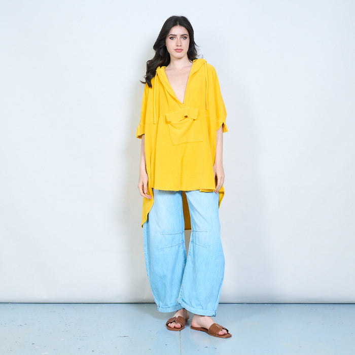Hooded mesh panel robe top wholesale
