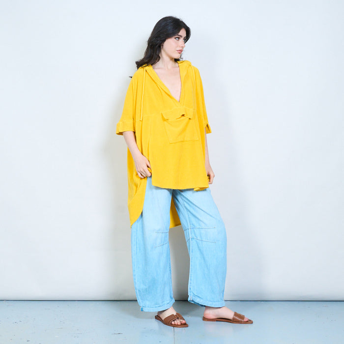 Hooded mesh panel robe top wholesale